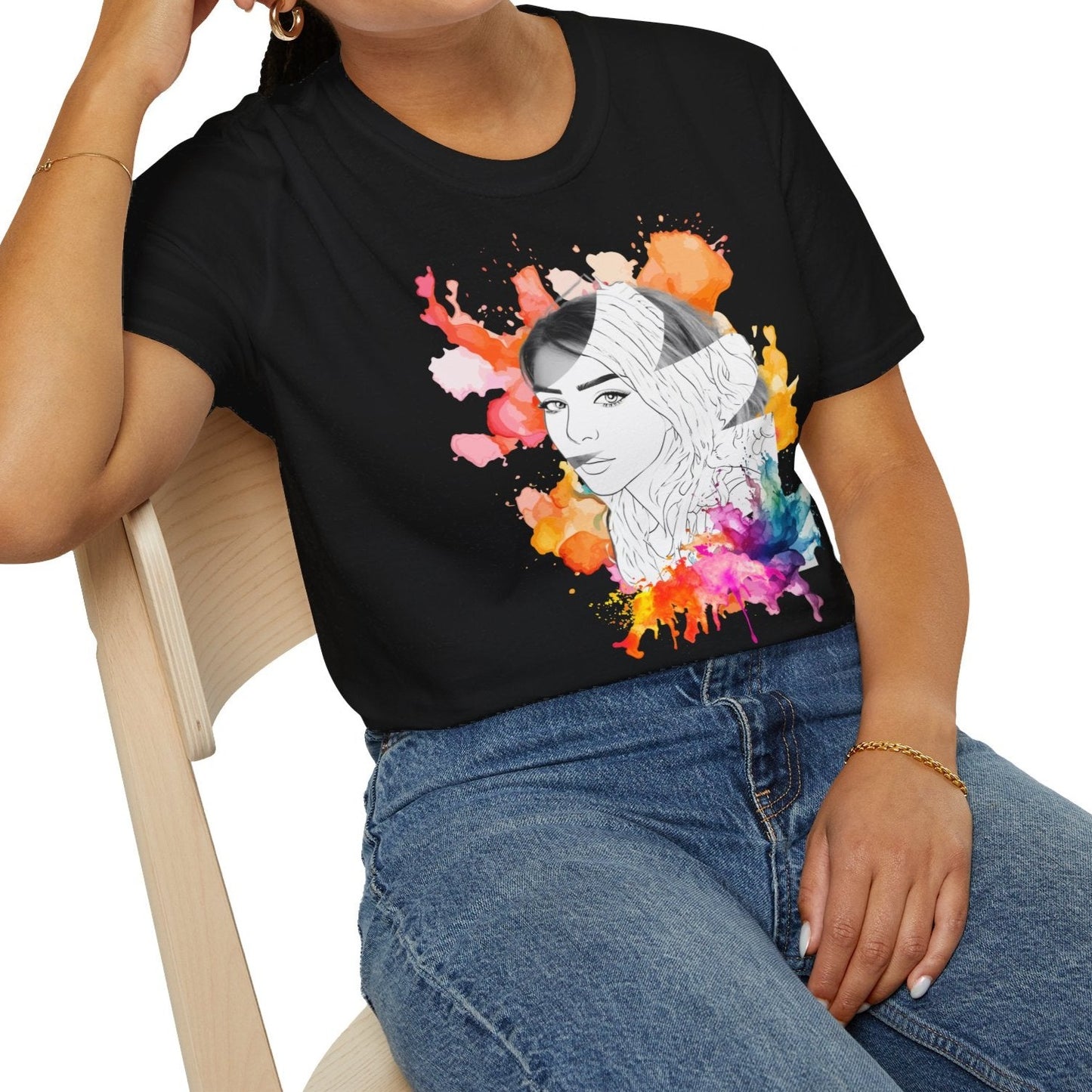 🎨 Personalized Women's T-Shirt – Mixed Photo & Sketch Design 🌸👗