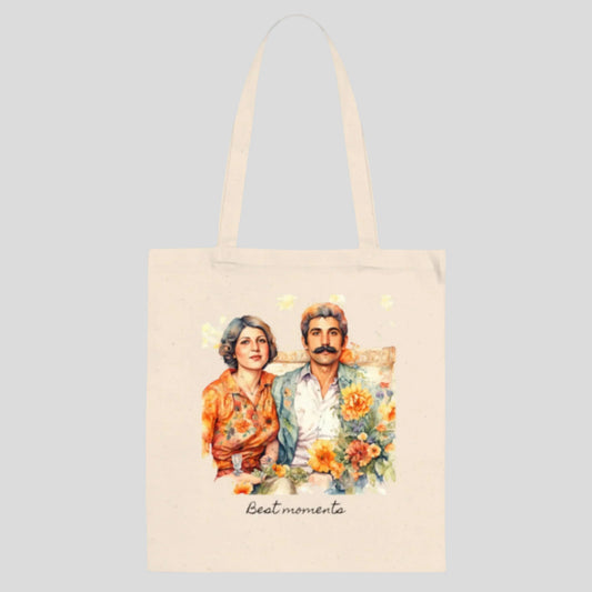 Customized tote bag with your photo and note