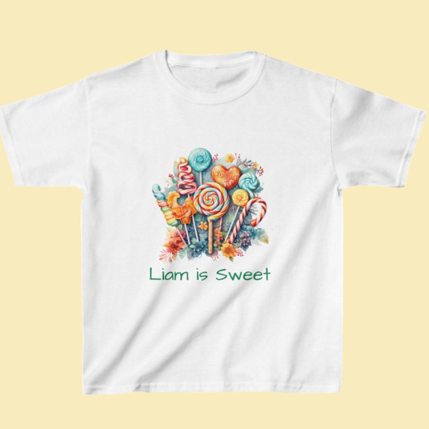 🍬 Personalized Kids Heavy Cotton™ Tee - Sweet Candies Style - Personalized With Name 🎨👕