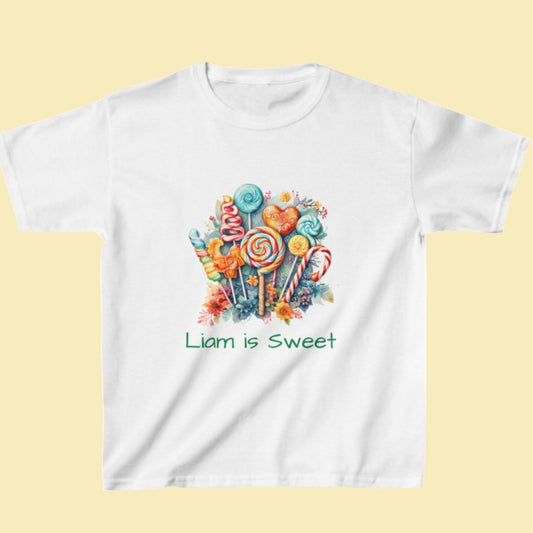 🍬 Personalized Kids Heavy Cotton™ Tee - Sweet Candies Style - Personalized With Name 🎨👕