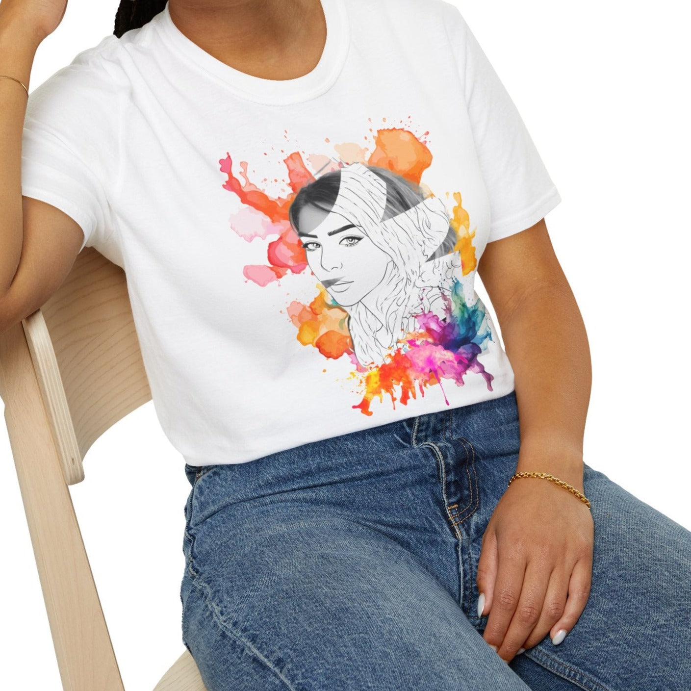 🎨 Personalized Women's T-Shirt – Mixed Photo & Sketch Design 🌸👗