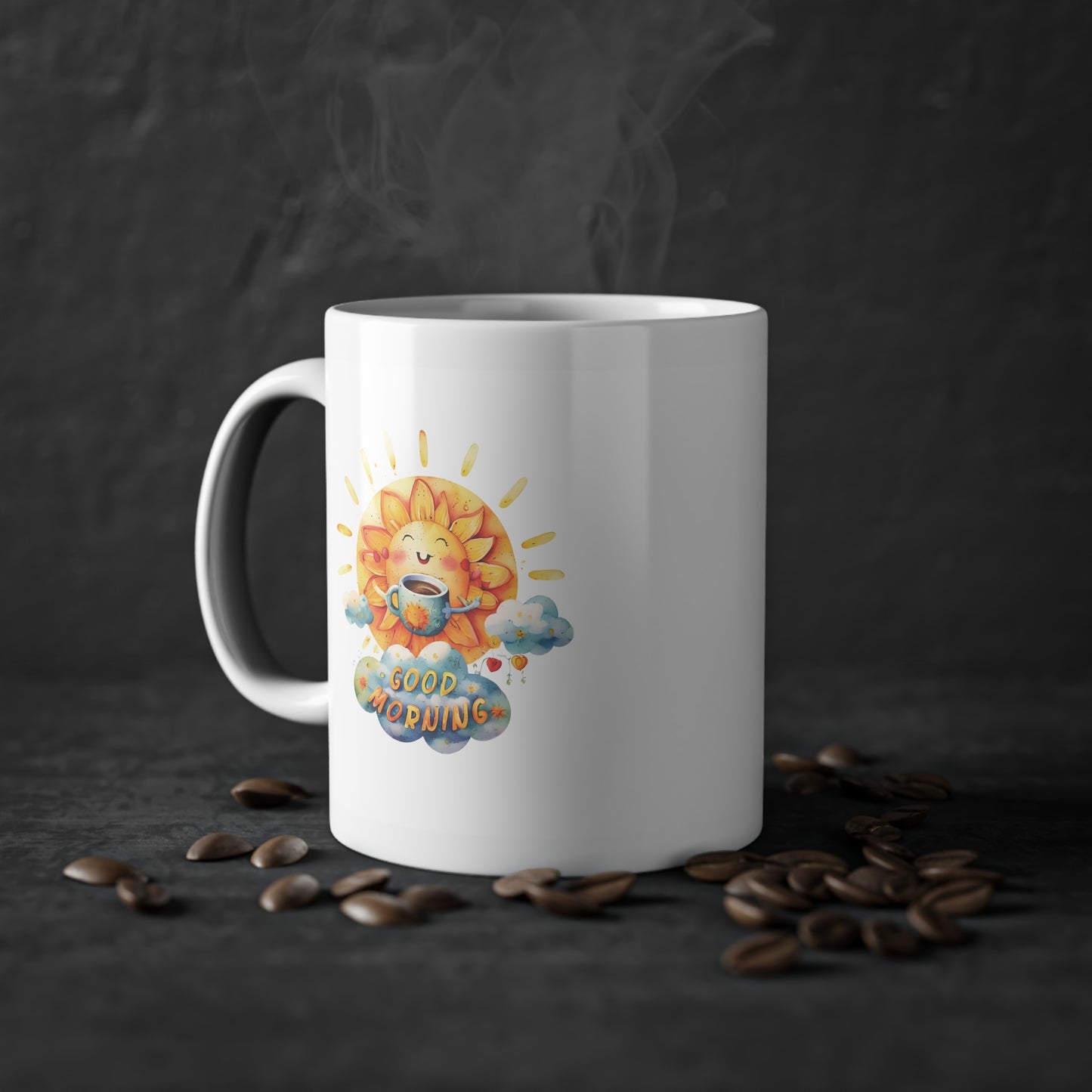 ☀️ Personalized Happy Mornings Mug - Up to 4 Persons 🎨☕