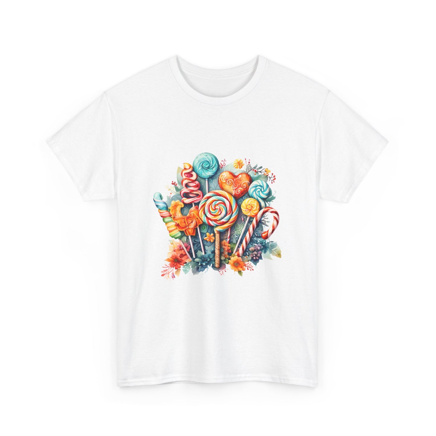 🍬 Watercolor Sweet Candies Unisex Heavy Cotton Tee Short Sleeve Shirt 🎨✨