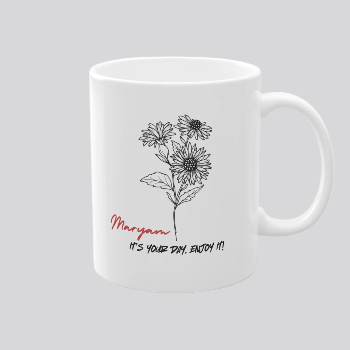 🎉 Happy Birthday Mug - Personalized with Name, Note, and Birth Month Flower 🌸🎂