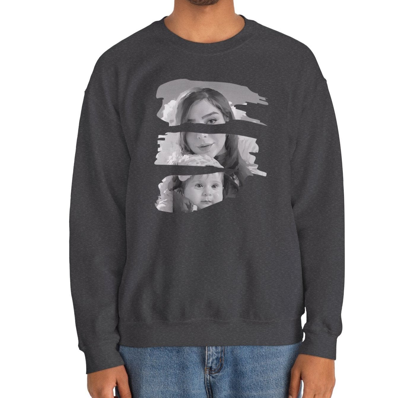 Personalized Unisex Crewneck Sweatshirt - Monochrome Oil Paint Style🎨👕