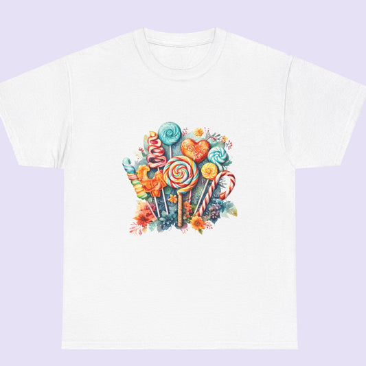 🍬 Watercolor Sweet Candies Unisex Heavy Cotton Tee Short Sleeve Shirt 🎨✨