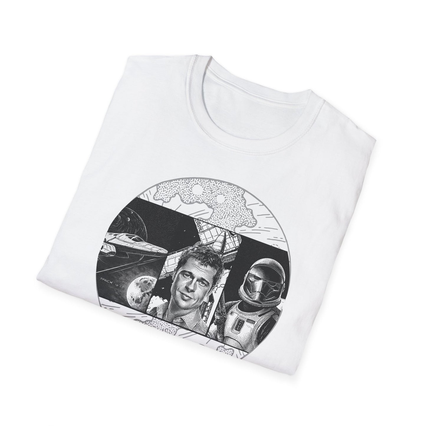 🌌 Star Wars Unisex Softstyle T-Shirt With Your Photo - Black and White Inked Design 🖤✨