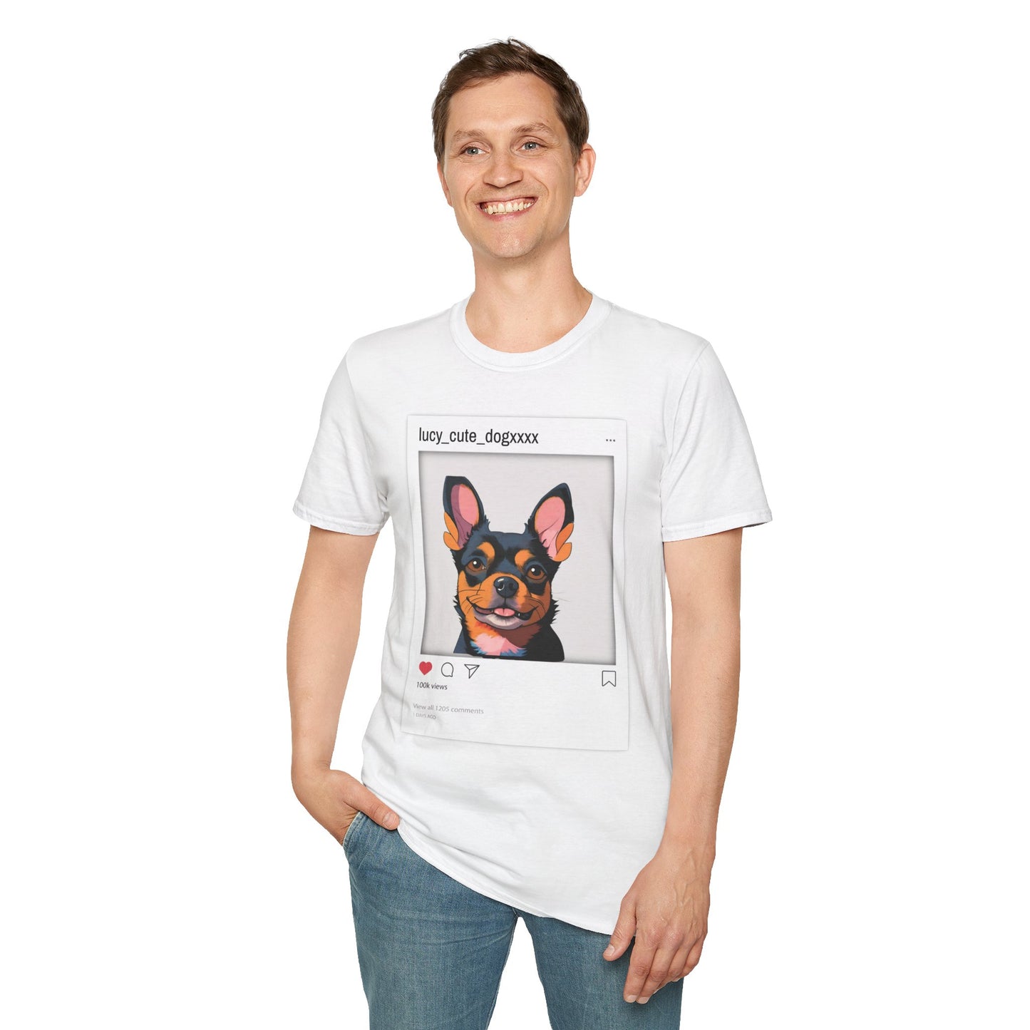 🐾 Customized Unisex T-Shirt with Your Dog – Instagram Model! 📸