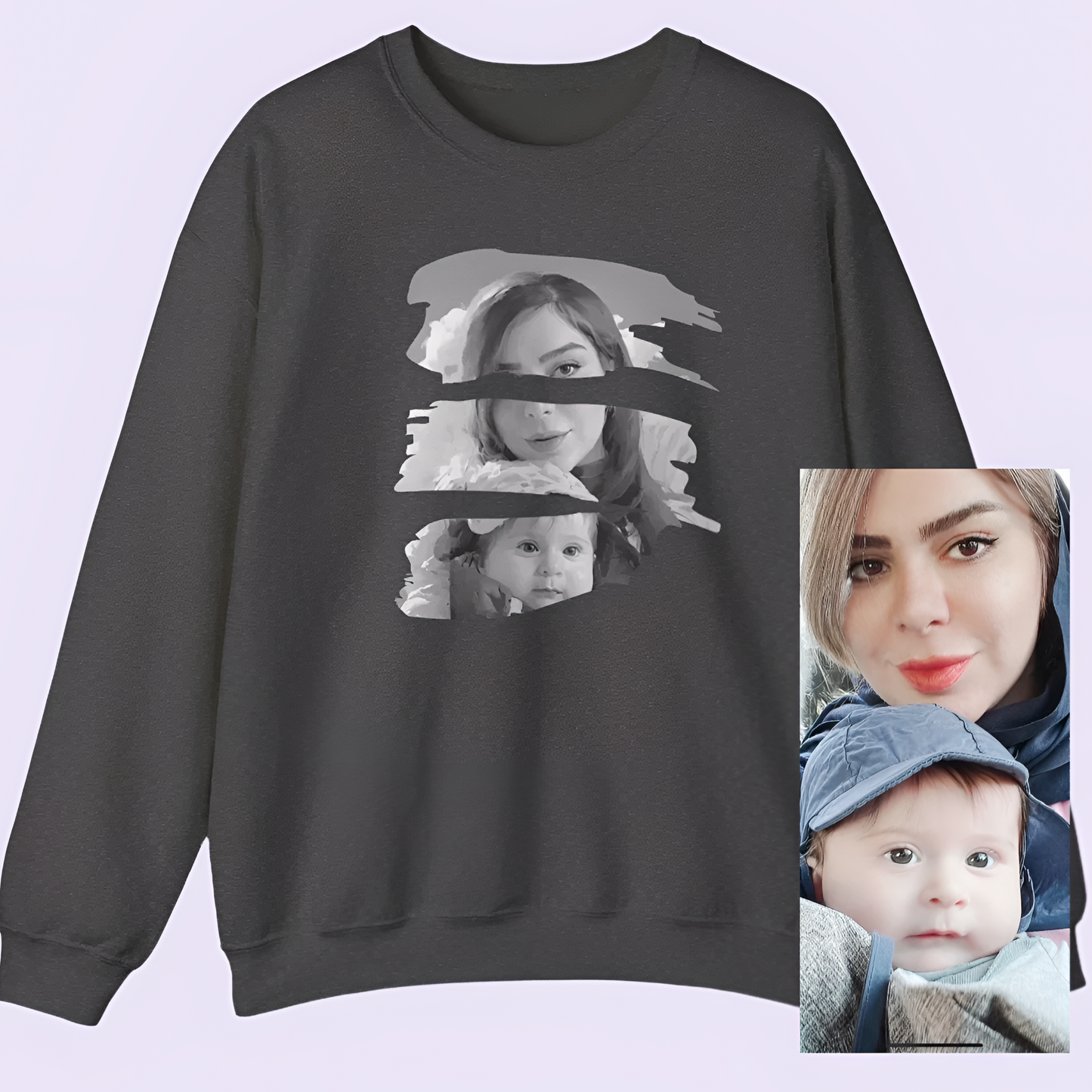 Personalized Unisex Crewneck Sweatshirt - Monochrome Oil Paint Style🎨👕