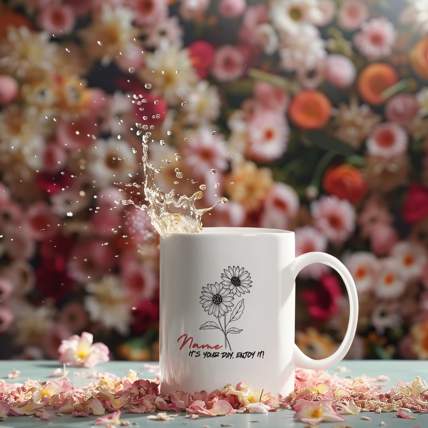 🎉 Happy Birthday Mug - Personalized with Name, Note, and Birth Month Flower 🌸🎂