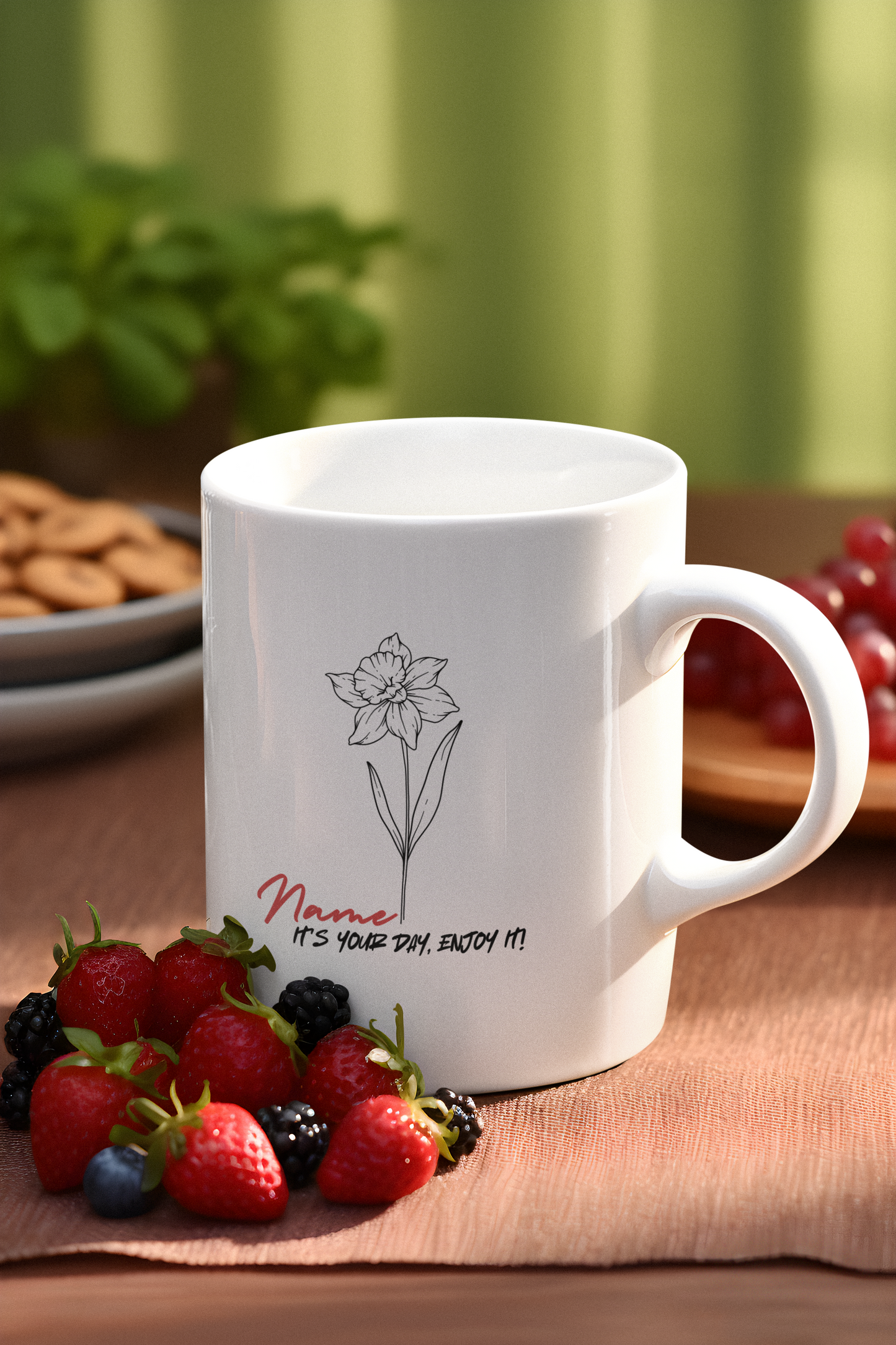 🎉 Happy Birthday Mug - Personalized with Name, Note, and Birth Month Flower 🌸🎂