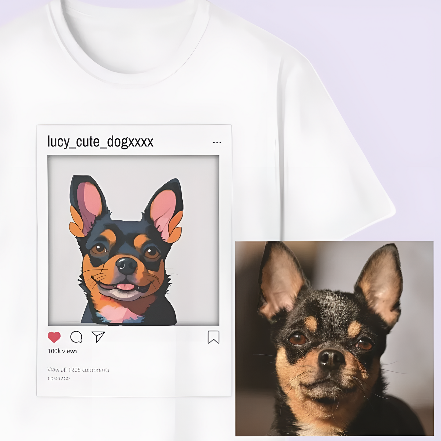 🐾 Customized Unisex T-Shirt with Your Dog – Instagram Model! 📸