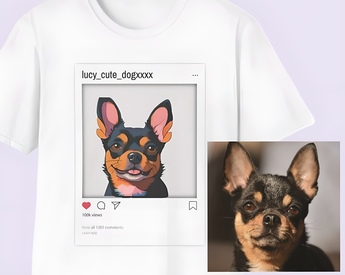 🐾 Customized Unisex T-Shirt with Your Dog – Instagram Model! 📸