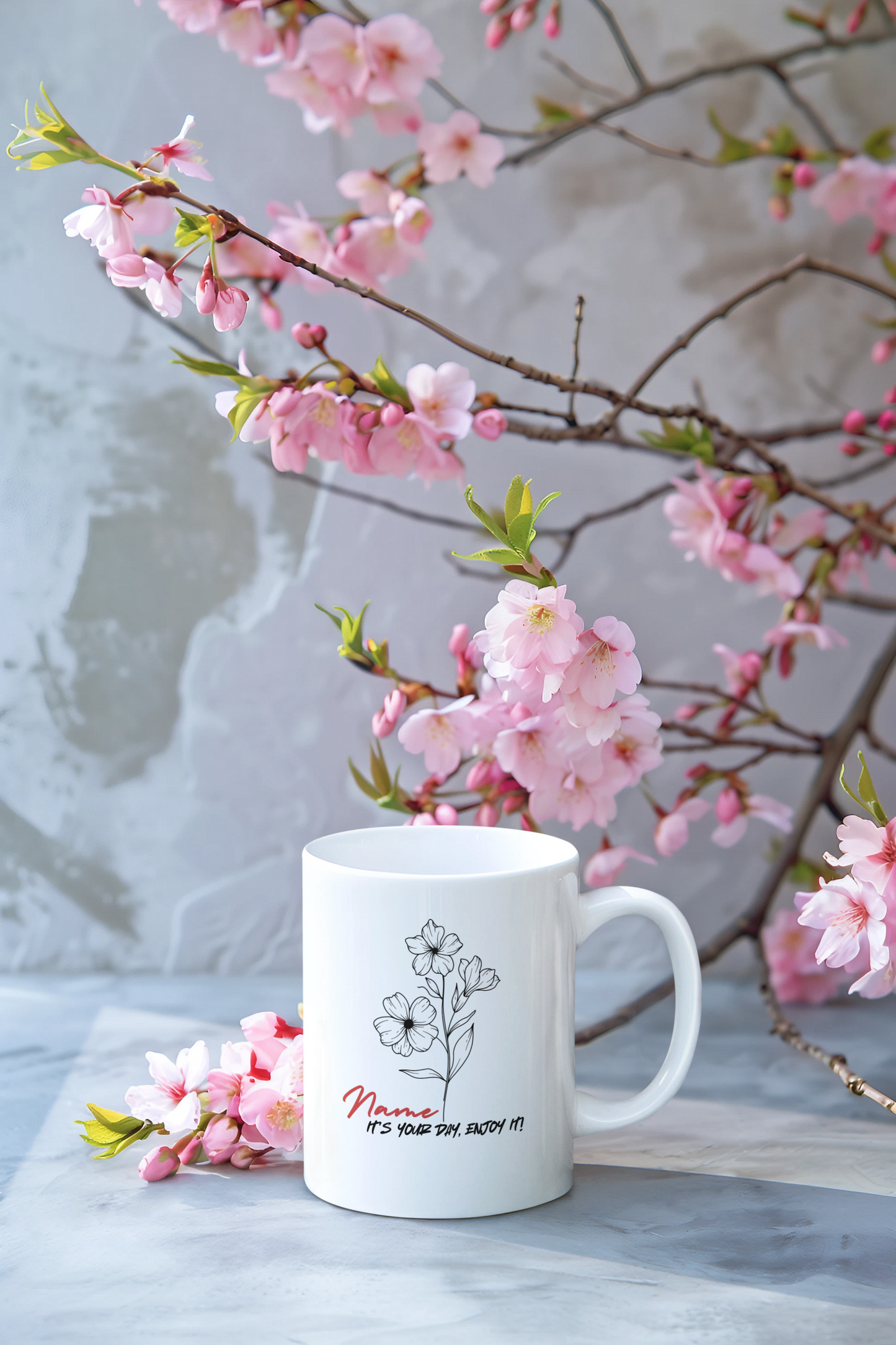 🎉 Happy Birthday Mug - Personalized with Name, Note, and Birth Month Flower 🌸🎂