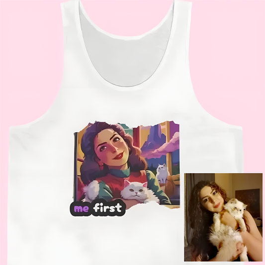 🌈 Personalized Women’s Jersey Tank - Psychedelic Art with Your Photo 🌀🎨