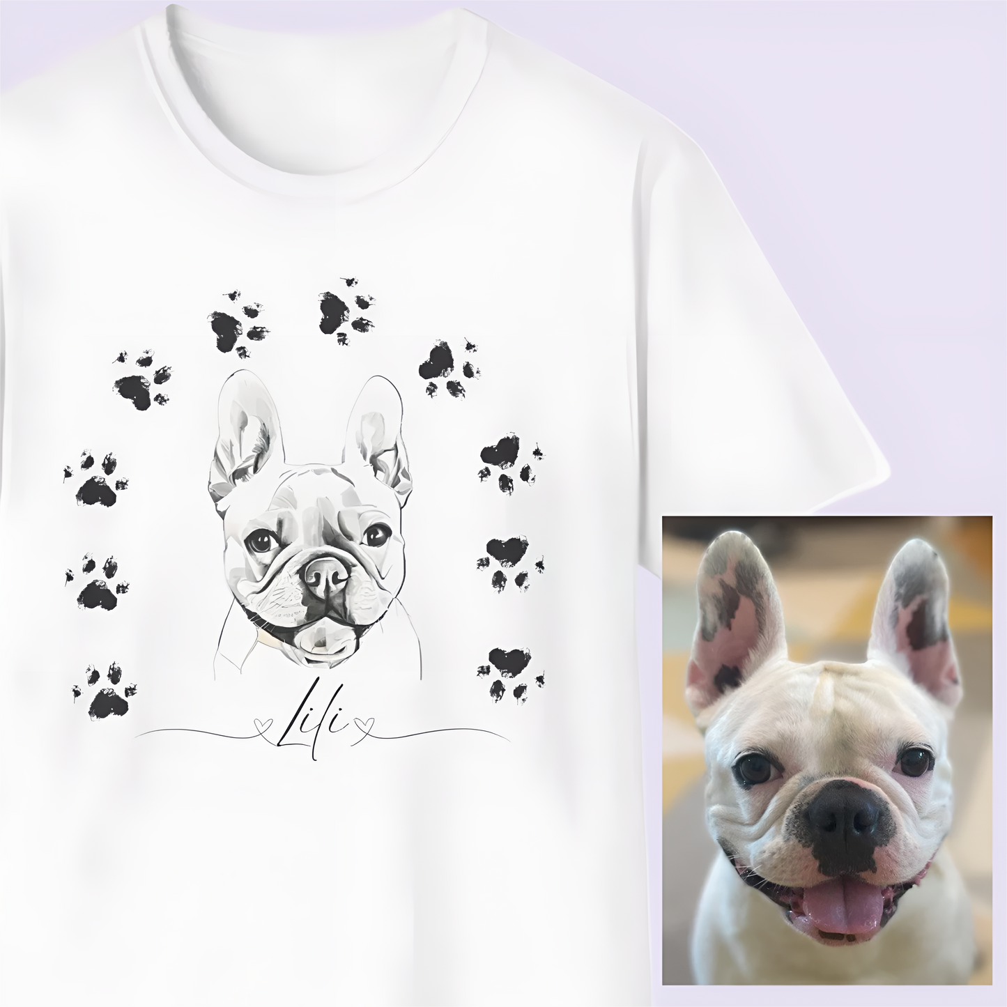 🐾 Personalized Unisex Soft-style T-shirt - Sketch Style With Your Pet's Photo and Name 🎨🐶🐱