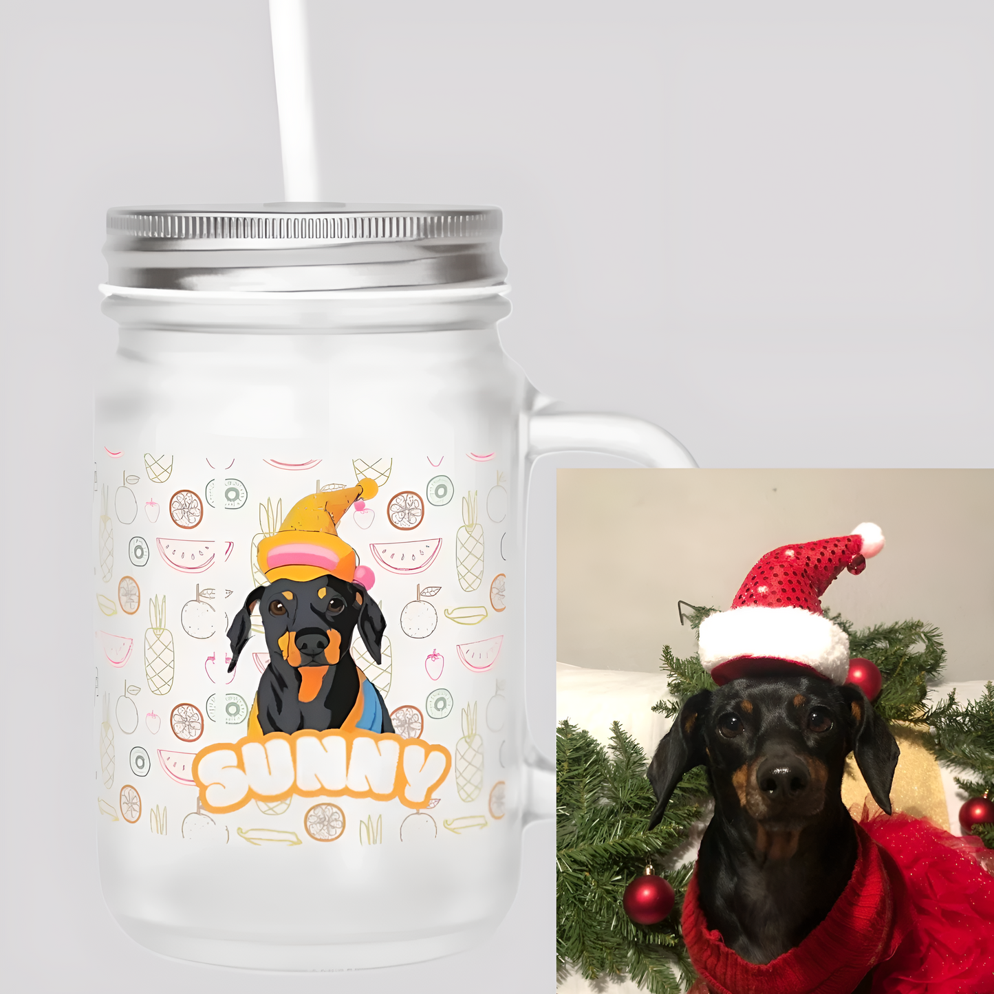 Personalized Jar For Soft Drinks With Your Dog Photo and Name