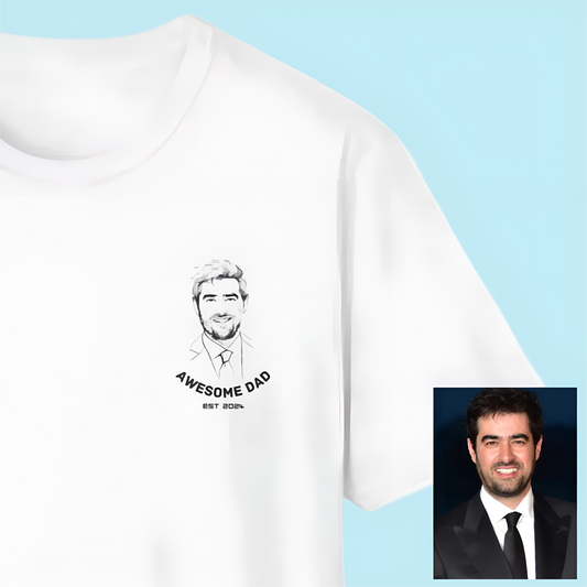 🎨 Customized Shirt For Awesome Dads - Best Father's Day Gift Idea Featuring Their Photo in Sketch Style 📸✏️