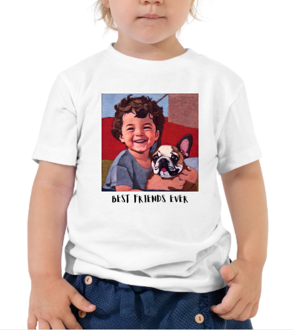 🎨 Kids' Shirt - Your Child's Photo into Wearable Art - Customized with Photo and Name in Yarn Style 🧶👕