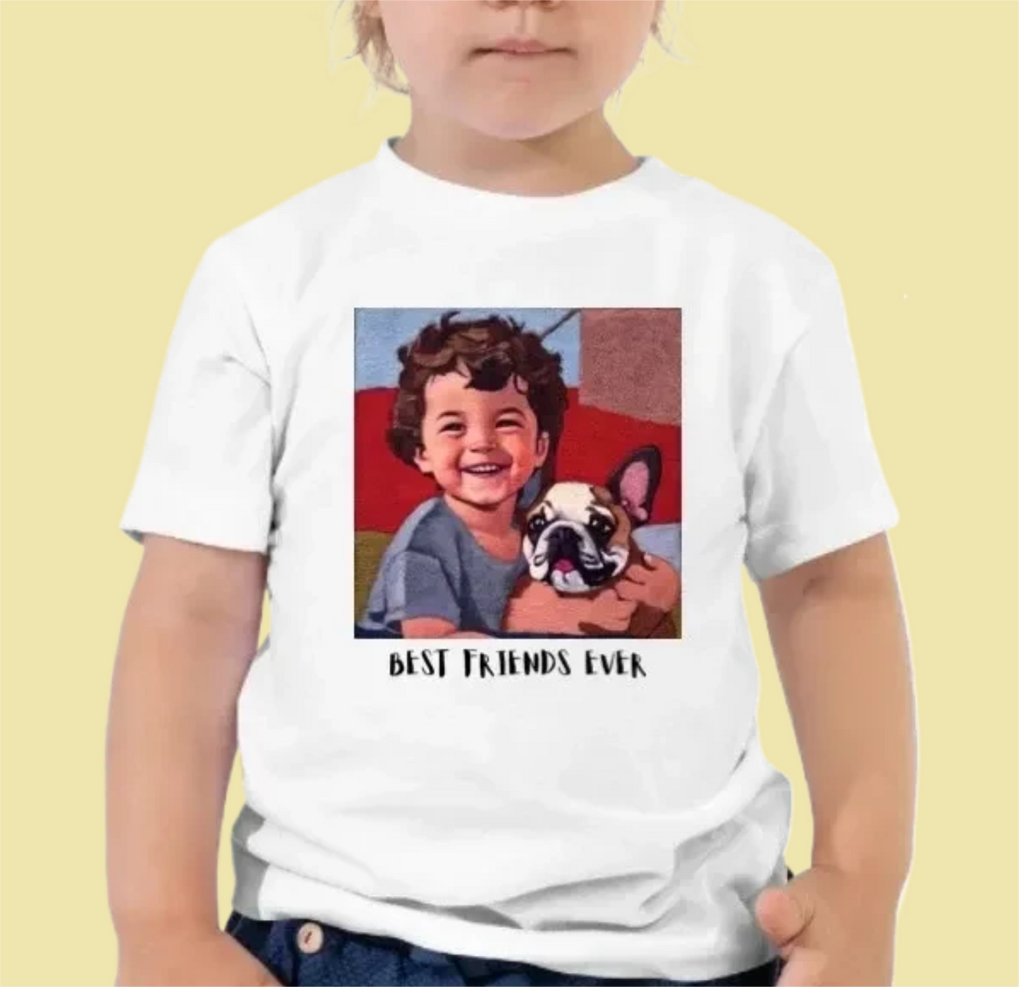 🎨 Kids' Shirt - Your Child's Photo into Wearable Art - Customized with Photo and Name in Yarn Style 🧶👕