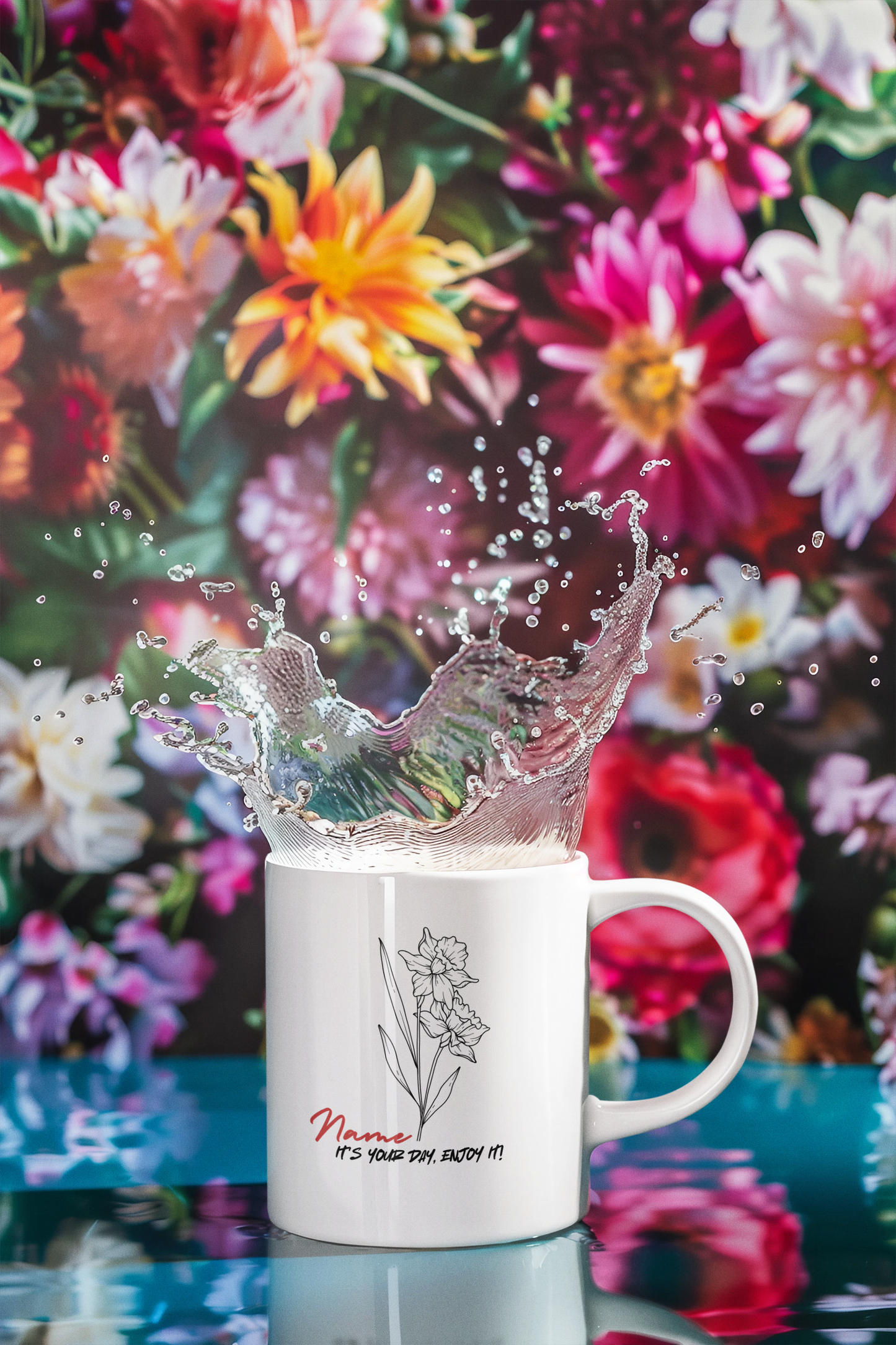 🎉 Happy Birthday Mug - Personalized with Name, Note, and Birth Month Flower 🌸🎂