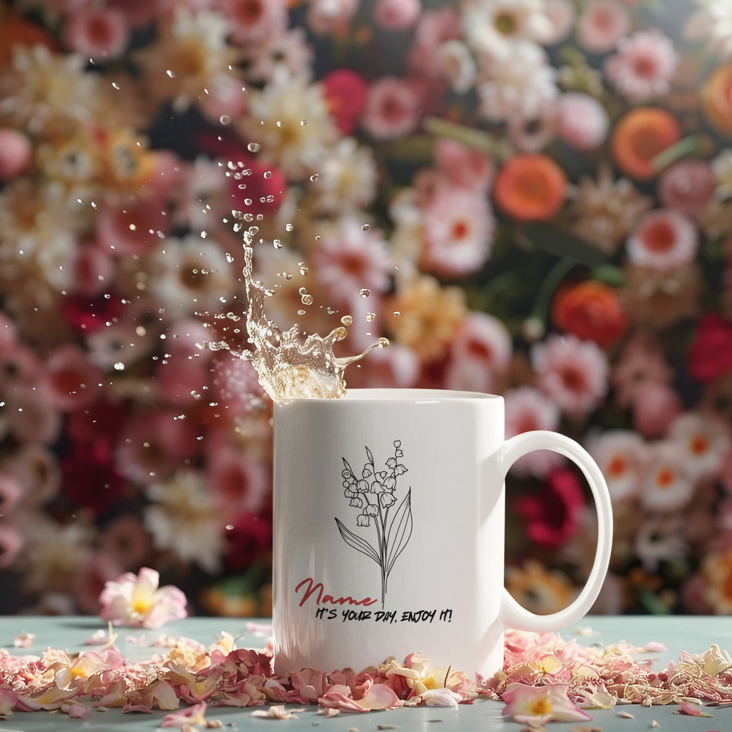 🎉 Happy Birthday Mug - Personalized with Name, Note, and Birth Month Flower 🌸🎂