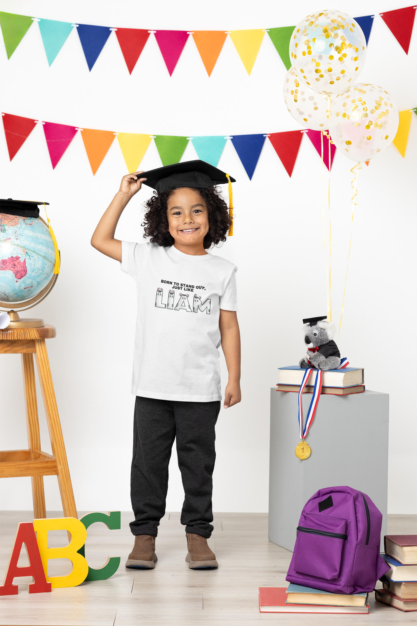 🦓 Personalized Kids Heavy Cotton™ Tee - Customized with Name in Zebra Style Alphabets 🎨👕